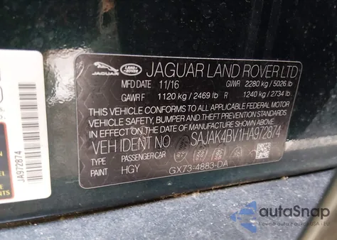 2017 Jaguar Xe 35T Prestige z USA, uszkodzony, nr VIN SAJAK4BV1HA972874